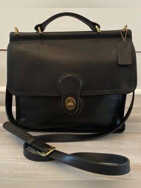 Vintage Coach Willis Bag 9927 Black Brass Hardware Top Handle Crossbody USA
